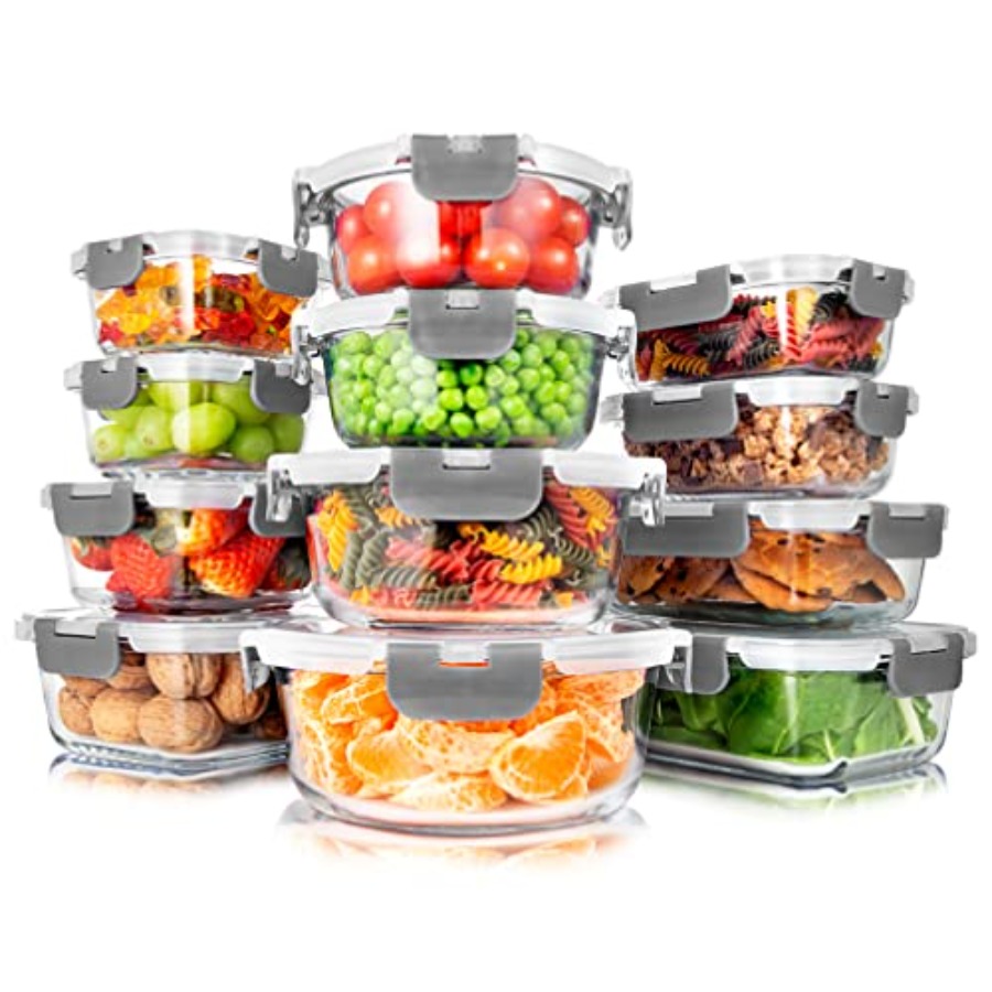 Pro Meal Prep - 24 Pcs Glass Storage Containers with