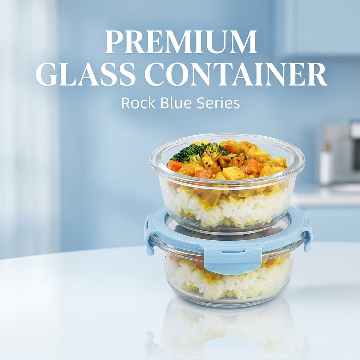 Meal Prep Plan - Rock Blue Small Round Glass Food