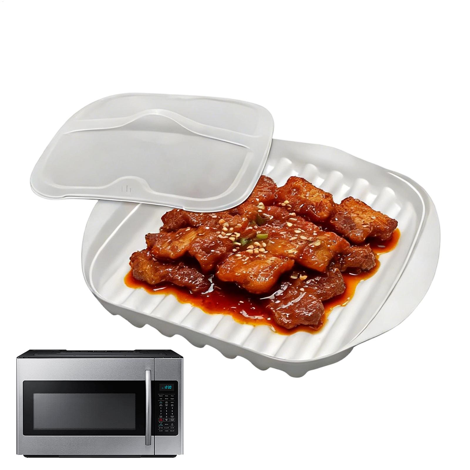 Meal Prep Hot Dogs - Bacon Tray Microwave Cooker Cover Nonstick