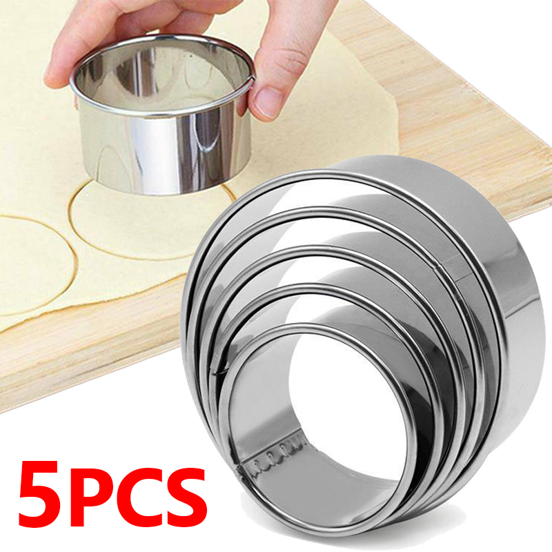 Food Prep Mat - 5pcs Round Biscuit Mold Stainless Steel