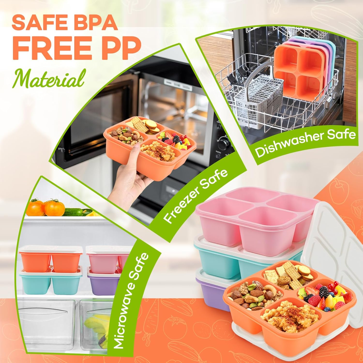 4 Pack Adult Bento Box 4 Compa – Meal Prep Healthy Lunch Bewertung und Preis