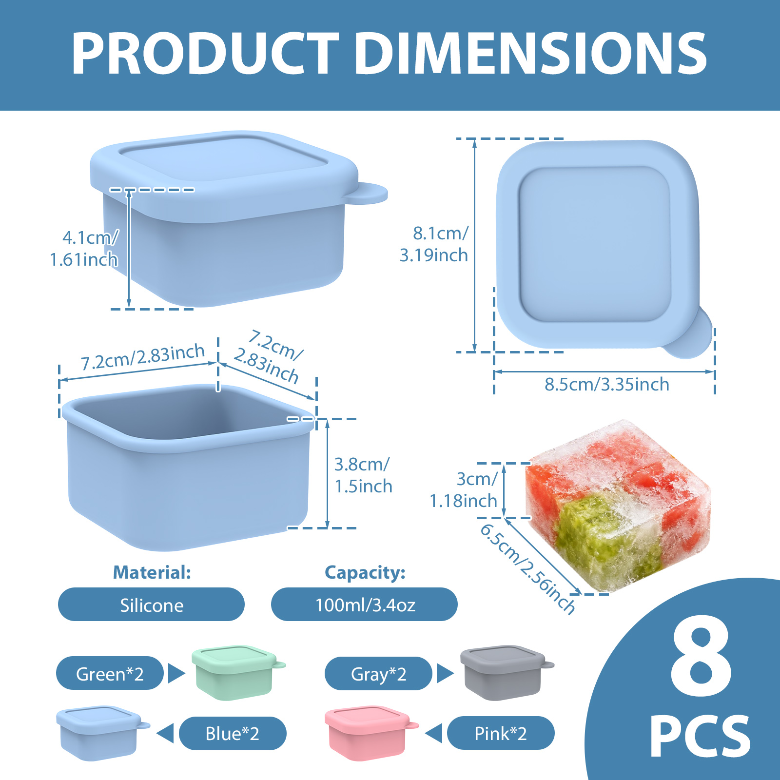 4/8 Pcs 3.4 oz Silicone Freeze – Meal Prep Frozen Bewertung und Preis